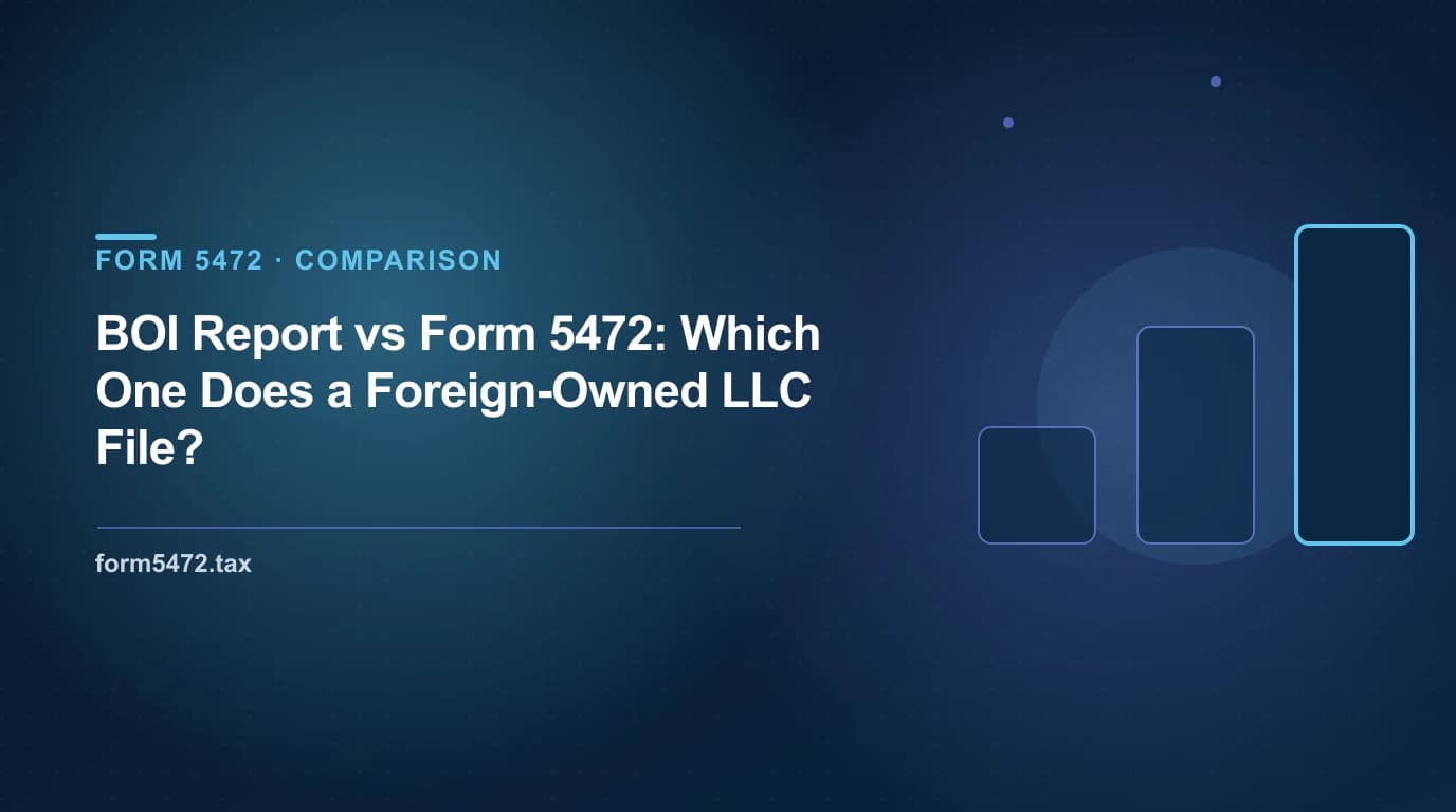 BOI report vs Form 5472 — comparison of FinCEN and IRS filings for a foreign-owned US LLC