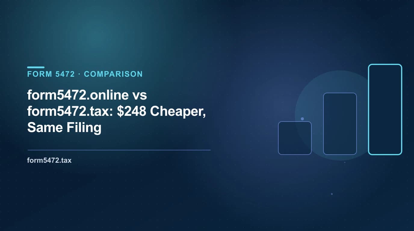 form5472.online alternative — same Form 5472 filing for $299 versus $547, saving $248
